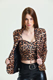 Leopar Desen Ceket | Ckt31787YN Siyah Kahve Leopar