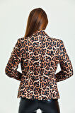 Leopar Desen Ceket | Ckt31787YN Siyah Kahve Leopar