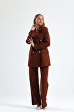 İçi Astarlı  Hürrem Kumaş Oversize Blazer Ceket | Ckt34236 Kahve