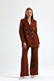 İçi Astarlı  Hürrem Kumaş Oversize Blazer Ceket | Ckt34236 Kahve