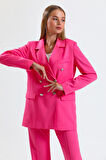 İçi Astarlı  Hürrem Kumaş Oversize Blazer Ceket | Ckt34236 Pembe