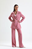 İçi Astarlı  Hürrem Kumaş Oversize Blazer Ceket | Ckt34236 Pudra