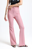 İspanyol Paça Fermuarlı  Cepli Hürrem Pantolon | Pnt35010 Pudra