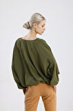 Yakası Pervazlı Etek Ucu Lastikli Jesika Bluz | Blz34815 Yesıl