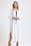 Önü Taş Detaylı Abiye Kimono | KMN34913 Beyaz