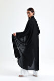Önü Taş Detaylı Abiye Kimono | KMN34913 Siyah