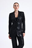İçi Astarli  Payet Abiye  Ceket | Ckt34262 Siyah