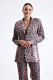 İci Astarlı Leopar Desenli Abiye Pul payet Ceket | CKT34264 KZIL LEOPAR