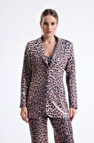İci Astarlı Leopar Desenli Abiye Pul payet Ceket | CKT34264 KZIL LEOPAR