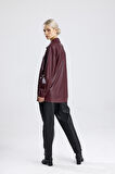 Önü Cepli Düğmeli U Kol Deri Gömlek GML33163 Bordo