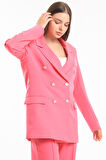 İçi Astarlı  Hürrem Kumaş Oversize Blazer Ceket | Ckt34236 Fuşya
