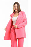 İçi Astarlı  Hürrem Kumaş Oversize Blazer Ceket | Ckt34236 Fuşya