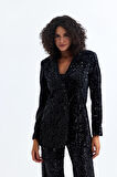 Astarlı Pul Payet Abiye Ceket Ckt35369 Siyah Siyah