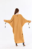 Manşetli İp Püsküllü Viskon Kimono | KMN35008 Gold