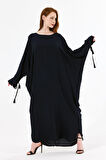 Manşetli İp Püsküllü Viskon Kimono | KMN35008 Siyah