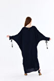 Manşetli İp Püsküllü Viskon Kimono | KMN35008 Siyah