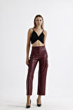 Kargo Cepli Suni Deri Pantolon | PNT35246 Bordo