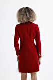 Astarlı Ön Ve Kollar Metal Düğmeli Adriyana Ceket Elbise | CKT35856 Bordo