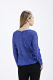 İçi Astarlı Pul Payet Abiye Bluz | Blz35497 Saks