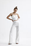 Sense Geniş Paçalı Payet Pantolon | Pnt32440 Beyaz