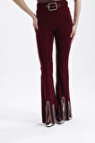 Kemerli Taş Detaylı Abiye Pantolon | Pnt35061 Bordo