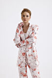Abiye Takım Elbise | Ceket | Pantolon | Büstiyer 3 Lü Takım TK34264 Beyaz Oranj Batik