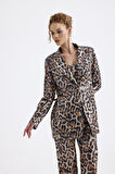 Abiye Takım Elbise | Ceket | Pantolon | Büstiyer 3 Lü Takım TK34264 Büyük Kızıl Leopar