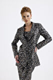 Abiye Takım Elbise | Ceket | Pantolon | Büstiyer 3 Lü Takım TK34264 Siyah Gold Leopar