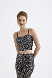 Abiye Takım Elbise | Ceket | Pantolon | Büstiyer 3 Lü Takım TK34264 Siyah Gold Leopar