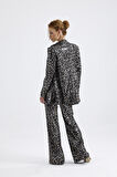 Abiye Takım Elbise | Ceket | Pantolon | Büstiyer 3 Lü Takım TK34264 Siyah Gold Leopar