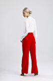 Süs Dikişli Hürrem Kumaş  Bol Paça Pantolon | Pnt34239 Kırmızı