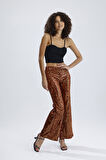 Astarlı Lastikli Geniş Paça Payetli Abiye Pantolon | Pnt33970 Kahve