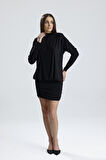 Sırt Dekolte Büzgülü  Sandy Abiye Elbise | ELB36127 Siyah