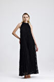 Astarlı Dantel Abiye Uzun  Elbise | ELB35940 Siyah