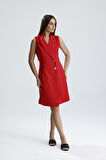 İçi Astarlı Kolsuz Hürrem Uzun Ceket Elbise | Ckt35288 Kırmızı-Kırmızı