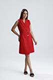 İçi Astarlı Kolsuz Hürrem Uzun Ceket Elbise | Ckt35288 Kırmızı-Kırmızı