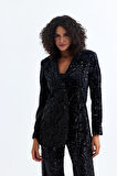 Astarlı Pul Payet Abiye Ceket Ckt35369 Siyah Siyah