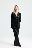 Kruvaze Düğmeli Kadın Blazer Payet Ceket | CKT36693 Siyah