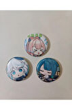 Genshin Impact Xingqiu Sangonomiya Kokomi Furina Anime Buton Rozet 37mm 3 Adet