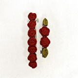 Uretti - Hülya 6683 El Yapımı Gül Desenli Polimer Kil 2’li Set Klipsli Saç Tokası / 8 cm - 6 cm