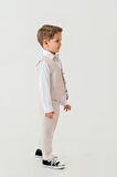 Erkek Çocuk Yelekli Slim Fit Takım Elbise – 4 Parça (Yelek, Pantolon, Gömlek, Papyon) TE.7026
