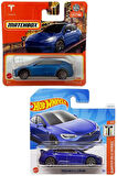2 Araç Mavi Tesla Set - Hot Wheels Tesla Model S Plaid & Matchbox Tesla Model Y (1/64)