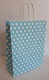 KRAFT KAĞIT ÇANTA MAVİ PUANLI 18CM X 24CM - 1 ADET