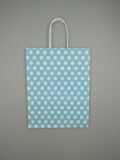 KRAFT KAĞIT ÇANTA MAVİ PUANLI 18CM X 24CM - 1 ADET