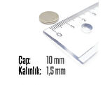 Neodyum Mıknatıs Silindir Çap 10mm , Kalınlık 1.5mm   ( 10 Adet)