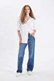 DeFacto Oversize Geniş Kalıp Basic Düz Düğmeli Poplin Uzun Kollu Gömlek U7763AZ24AUWT36