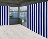 Ceylan Home Balkon Perdesi Brandası Mavi Kalın Çizgili 900x250