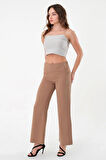 Kadın Vizon Bel Lastikli Palazzo Pantolon