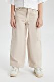 DeFacto Kız Çocuk Wide Leg Kargo Geniş Bol Paça Jean Pantolon C0451A824SPBG292