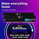 CRUCIAL 16GB DDR5 5600Mhz CL46 Pc Ram CT16G56C46U5 (1.1V)